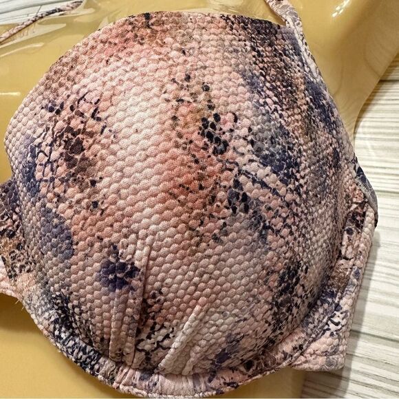 VICTORIA'S SECRET BOOSTER HALTER SWIMSUIT BIKINI TOP NWT SNAKESKIN MERMAID 36C - Picture 6 of 11